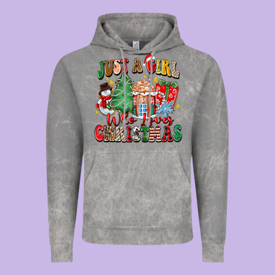 Just A Girl Who Loves Christmas Vintage Hoodie Designed By Zillion Design Studio