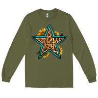 Army Green western leopard star Long Sleeve Tee - HRA Design Shop
