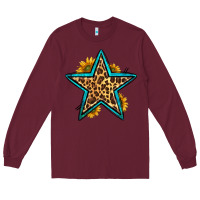 Burgundy western leopard star Long Sleeve Tee - HRA Design Shop