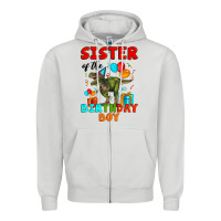 Dove Grey sister of the birthday boy t rex Zipper Hoodie - Artiststas