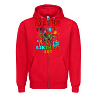 Red sister of the birthday boy t rex Zipper Hoodie - Artiststas