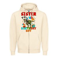 Sandshell sister of the birthday boy t rex Zipper Hoodie - Artiststas
