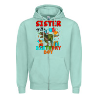 Seafoam sister of the birthday boy t rex Zipper Hoodie - Artiststas
