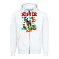 White sister of the birthday boy t rex Zipper Hoodie - Artiststas