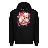 Black believe pink christmas santa claus Premium Hoodie - MaliasSmallBusiness