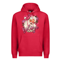 Cardinal believe pink christmas santa claus Premium Hoodie - MaliasSmallBusiness