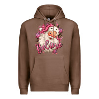 Chestnut believe pink christmas santa claus Premium Hoodie - MaliasSmallBusiness