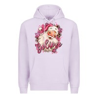 Lilac believe pink christmas santa claus Premium Hoodie - MaliasSmallBusiness