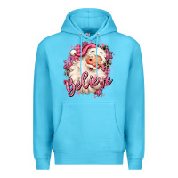 Believe Pink Christmas Santa Claus Premium Hoodie | Teevron