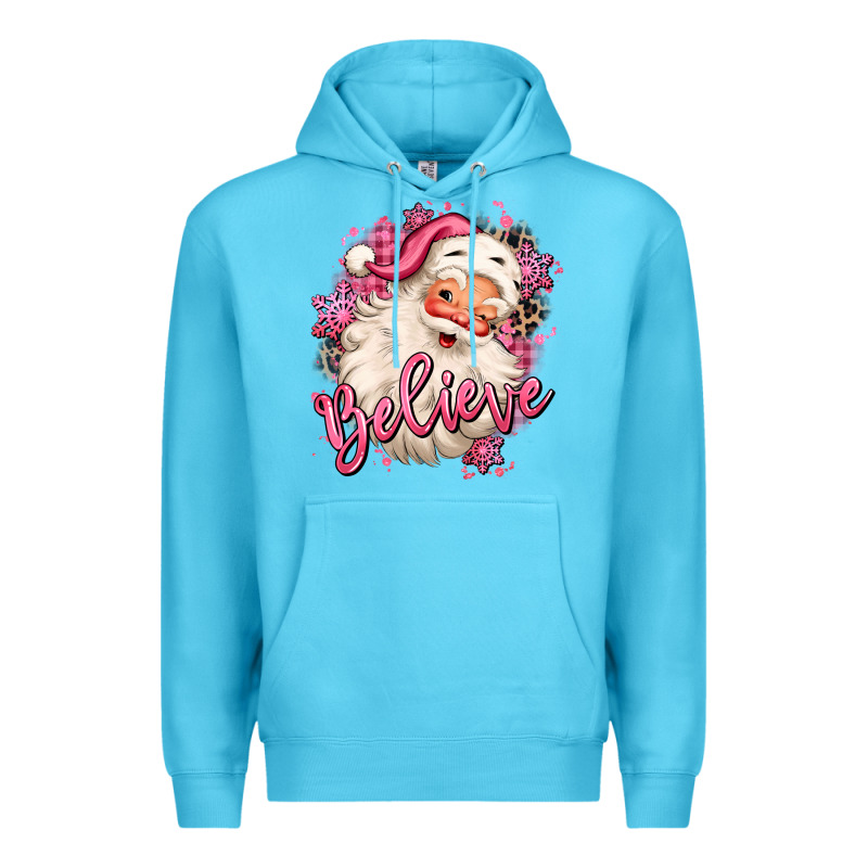Believe Pink Christmas Santa Claus Premium Hoodie by MaliasSmallBusiness | Teevron