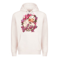 Pale Pink believe pink christmas santa claus Premium Hoodie - MaliasSmallBusiness