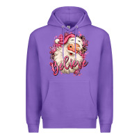 Purple believe pink christmas santa claus Premium Hoodie - MaliasSmallBusiness