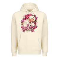 Sandshell believe pink christmas santa claus Premium Hoodie - MaliasSmallBusiness