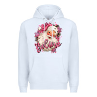 White believe pink christmas santa claus Premium Hoodie - MaliasSmallBusiness