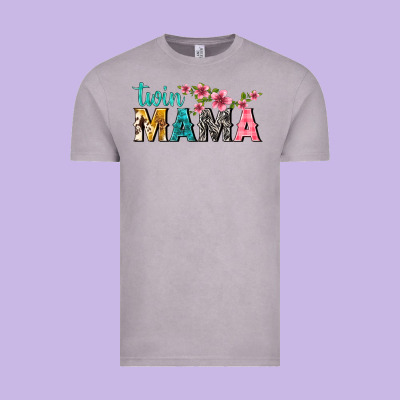 Twin Mama With Flowers Vintage Tee Designed By Texasbilliewilder