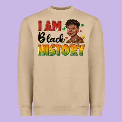 Heavyweight Sweatshirt i am black history with afro black boy