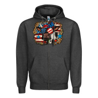 Charcoal Heather 4th of july cow Zipper Hoodie - Jasminsmagicworld
