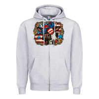 Heather Grey 4th of july cow Zipper Hoodie - Jasminsmagicworld