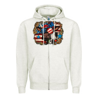 Oatmeal Heather 4th of july cow Zipper Hoodie - Jasminsmagicworld