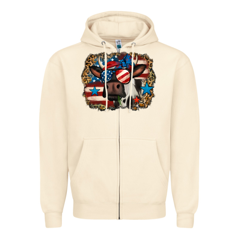 4th Of July Cow Zipper Hoodie by Jasminsmagicworld | Teevron