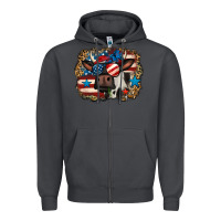 Smoke 4th of july cow Zipper Hoodie - Jasminsmagicworld