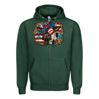 Sports Green 4th of july cow Zipper Hoodie - Jasminsmagicworld
