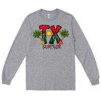 Heather Grey texas summer Long Sleeve Tee - CowhideDigitalArt