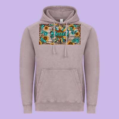Vintage Hoodie Blessed With Sunflower And Gemstone