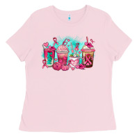 Bubblegum Pink breast cancer  coffee cups Ladies Tee - AdoDesignShop