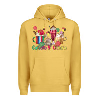 Antique Gold cafecito y chisme coffee cups Premium Hoodie - MaliasSmallBusiness