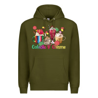 Army Green cafecito y chisme coffee cups Premium Hoodie - MaliasSmallBusiness