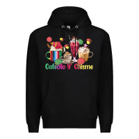 Black cafecito y chisme coffee cups Premium Hoodie - MaliasSmallBusiness