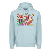 Blue Mist cafecito y chisme coffee cups Premium Hoodie - MaliasSmallBusiness