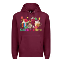 Burgundy cafecito y chisme coffee cups Premium Hoodie - MaliasSmallBusiness