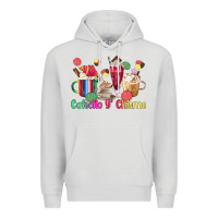 Dove Grey cafecito y chisme coffee cups Premium Hoodie - MaliasSmallBusiness