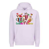 Lilac cafecito y chisme coffee cups Premium Hoodie - MaliasSmallBusiness