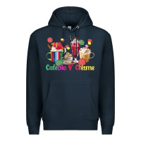 Navy cafecito y chisme coffee cups Premium Hoodie - MaliasSmallBusiness