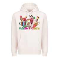 Pale Pink cafecito y chisme coffee cups Premium Hoodie - MaliasSmallBusiness