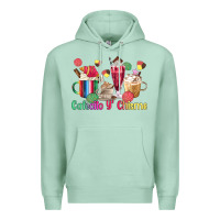 Seafoam cafecito y chisme coffee cups Premium Hoodie - MaliasSmallBusiness