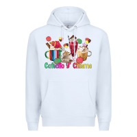 White cafecito y chisme coffee cups Premium Hoodie - MaliasSmallBusiness