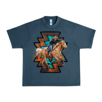 Midnight Navy cowgirl with aztec Urban Heavy Tee - RanaPortraitStore