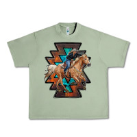Oil Green cowgirl with aztec Urban Heavy Tee - RanaPortraitStore