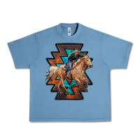 Pebble Blue cowgirl with aztec Urban Heavy Tee - RanaPortraitStore