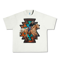Pistachio cowgirl with aztec Urban Heavy Tee - RanaPortraitStore