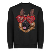 Black German shepherd with love glasses Heavyweight Sweatshirt - RanaPortraitStore
