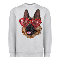 German Shepherd With Love Glasses Heavyweight Sweatshirt | Teevron