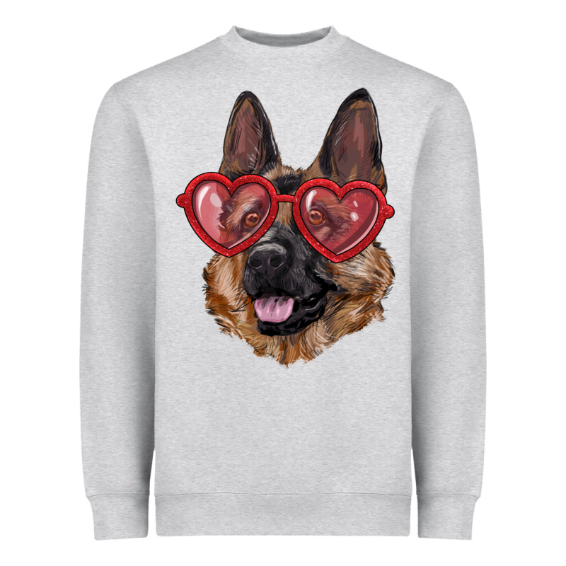 German Shepherd With Love Glasses Heavyweight Sweatshirt by RanaPortraitStore | Teevron