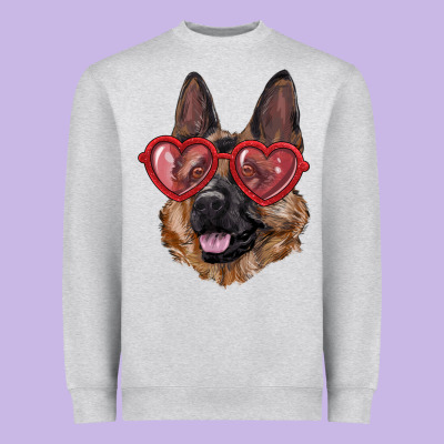 Heavyweight Sweatshirt German shepherd with love glasses