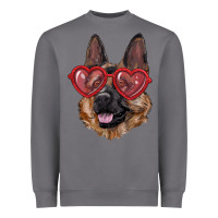 Storm German shepherd with love glasses Heavyweight Sweatshirt - RanaPortraitStore