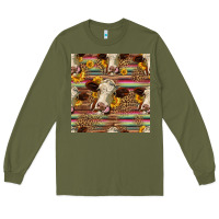 Army Green western hereford cattle seamless pattern Long Sleeve Tee - HRA Design Shop